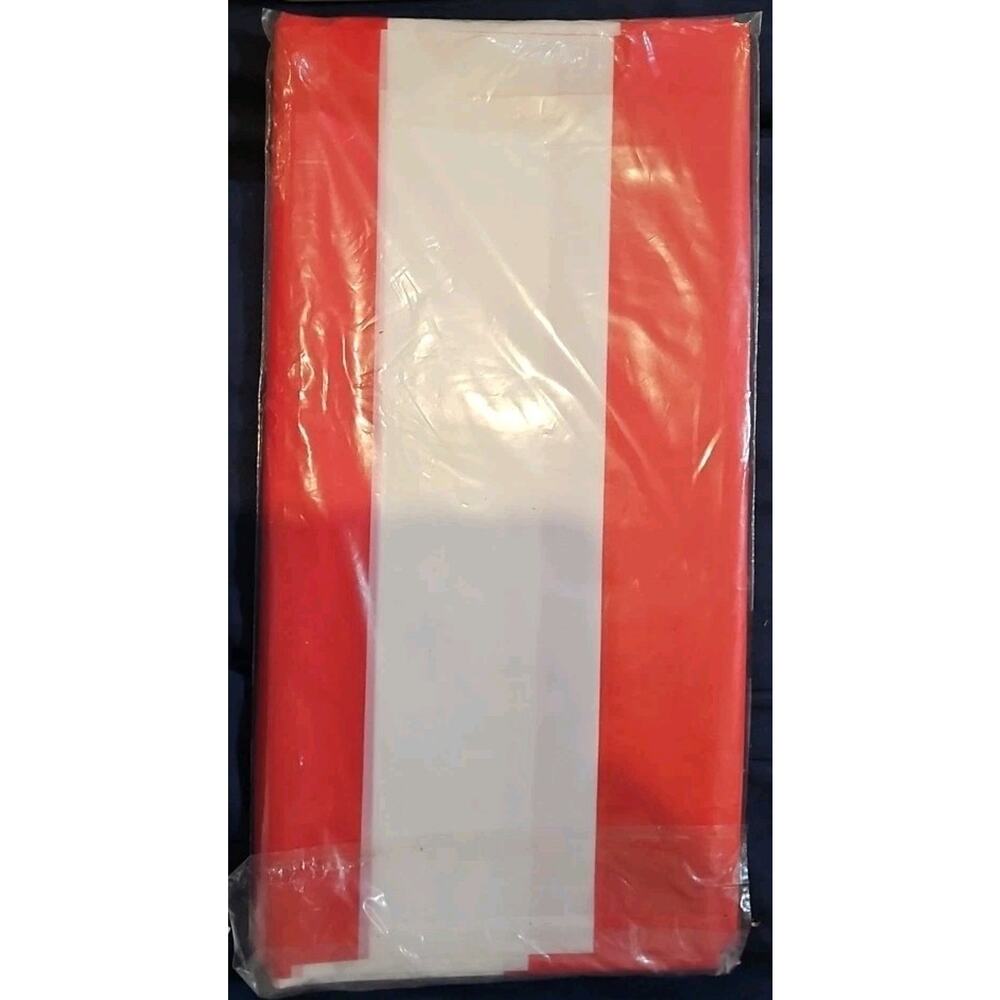 54" x 108" Red & White Striped Table Cloth - new